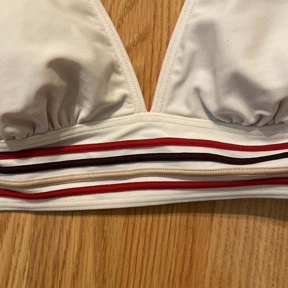 Baltex white halter bikini top with bottom striped band - size 10 - NWOT - Picture 2 of 6